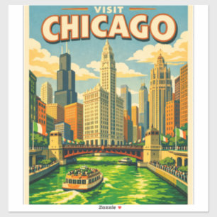 Chicago River St. Patricks Tag Postkarte Aufkleber