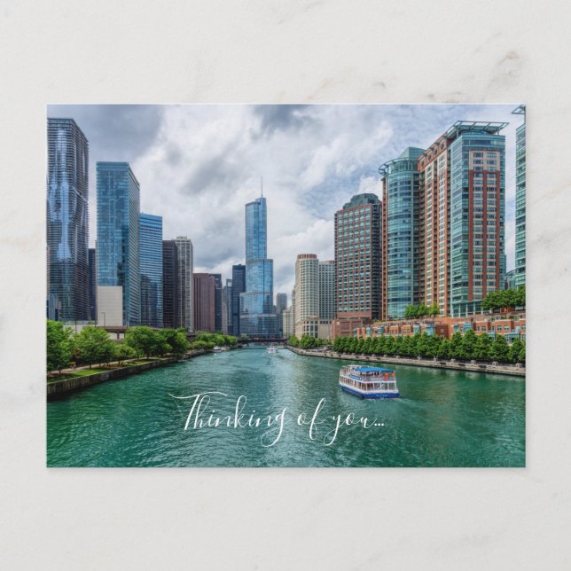 Chicago River und Trump Tower denken an Sie Postkarte (Vorderseite)