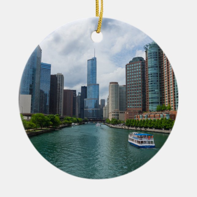 Chicago River und Trump Tower Keramikornament (Vorne)