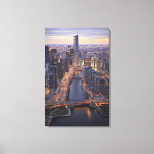 Chicago River und Trumpf-Turm von oben Leinwanddruck
