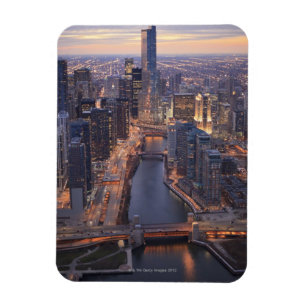 Chicago River und Trumpf-Turm von oben Magnet