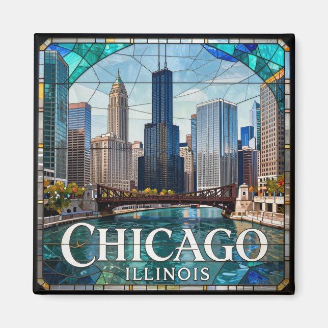 Chicago Riverfront-Skyline 🌆 Magnet (Vorne)