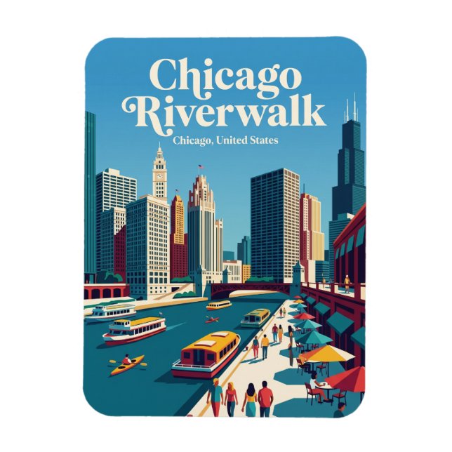 Chicago Riverwalk Illinois Magnet (Vertikal)