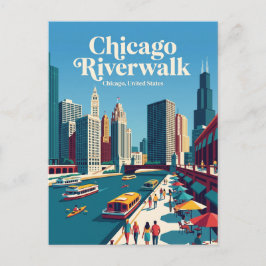 Chicago Riverwalk Illinois Postkarte