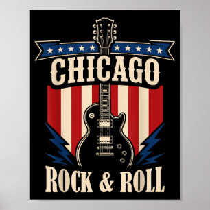 Chicago Rock And Roll Musik Stadt Grafik Poster