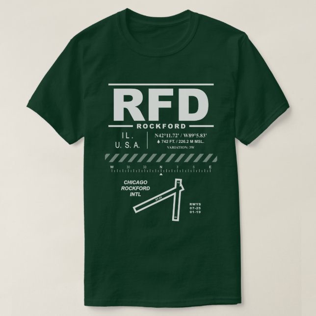 Chicago Rockford International Airport RFD T-Shirt (Design vorne)