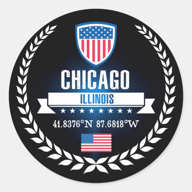Chicago Runder Aufkleber (Vorderseite)