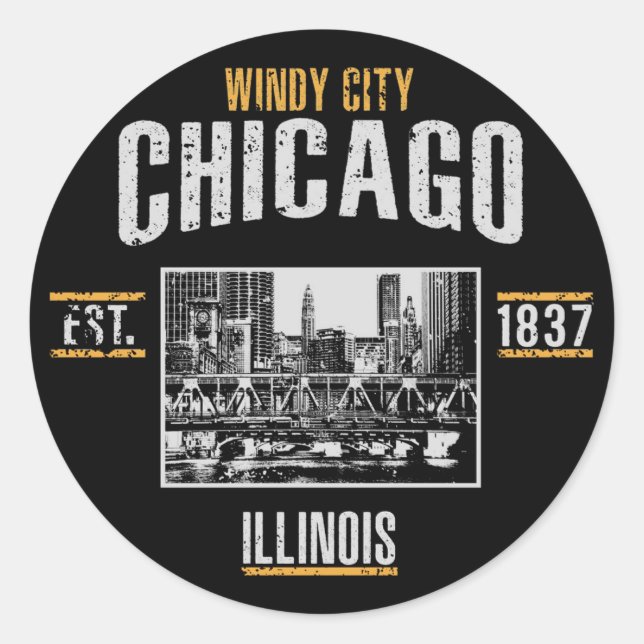 Chicago Runder Aufkleber (Vorderseite)