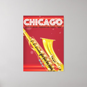 Chicago Saxophon Reiseplakat Druck Leinwanddruck