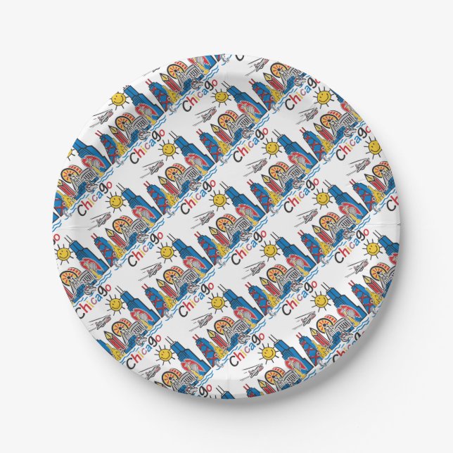 Chicago scherzt Skyline Pappteller (Vorderseite)
