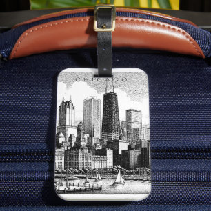 Chicago Schwarz-weiß Gepäckanhänger