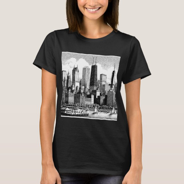Chicago Schwarz-weiß Graphic T - Shirt (Vorderseite)