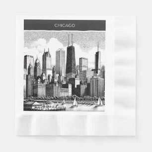 Chicago Schwarz-weiß Serviette