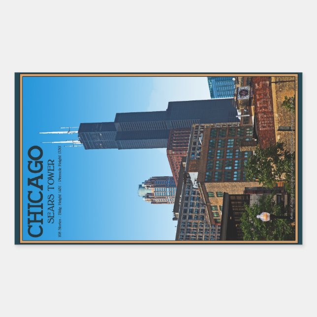 Chicago - Sears Tower Rechteckiger Aufkleber (Vorderseite)