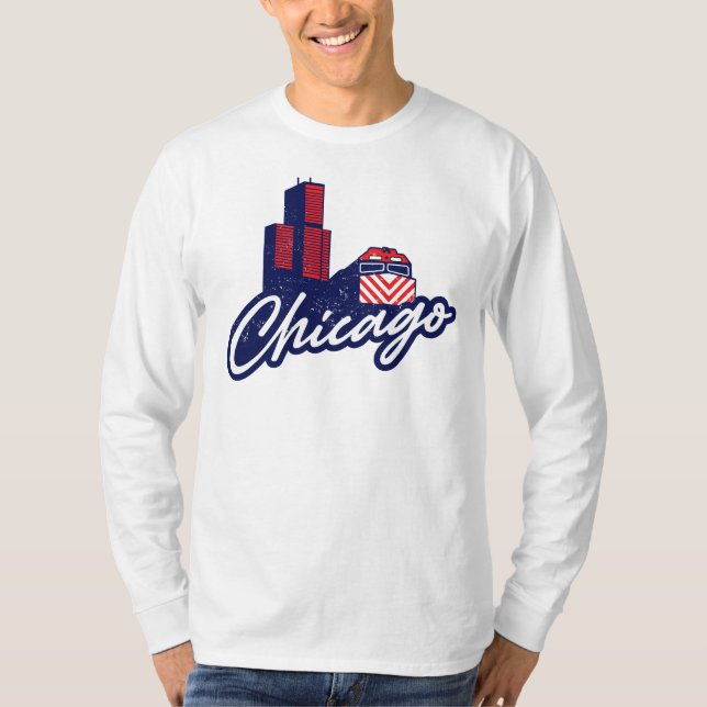 Chicago Sears Tower und Metra T-Shirt (Vorderseite)