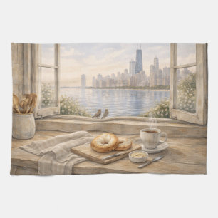 Chicago-Seeufer-Küche Aquarell Geschirrtuch