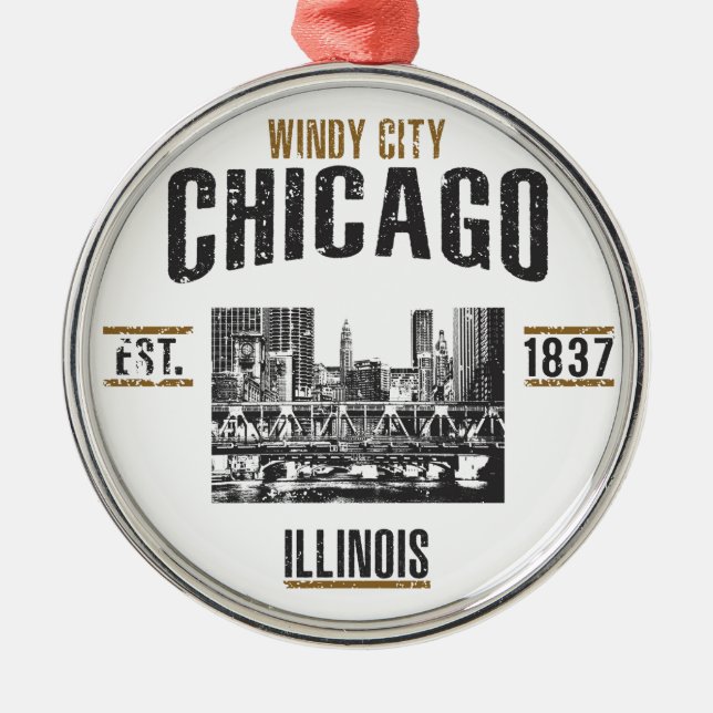 Chicago Silbernes Ornament (Vorne)