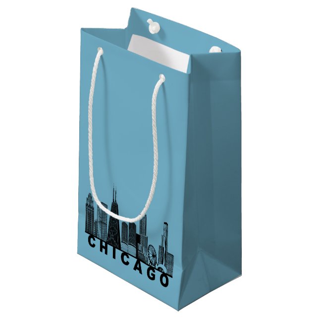 Chicago-Silhouette  Kleine Geschenktüte (Vorderseite Schrägansicht)