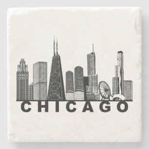 Chicago-Silhouette  Steinuntersetzer