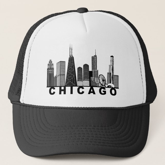 Chicago-Silhouette  Truckerkappe (Vorderseite)