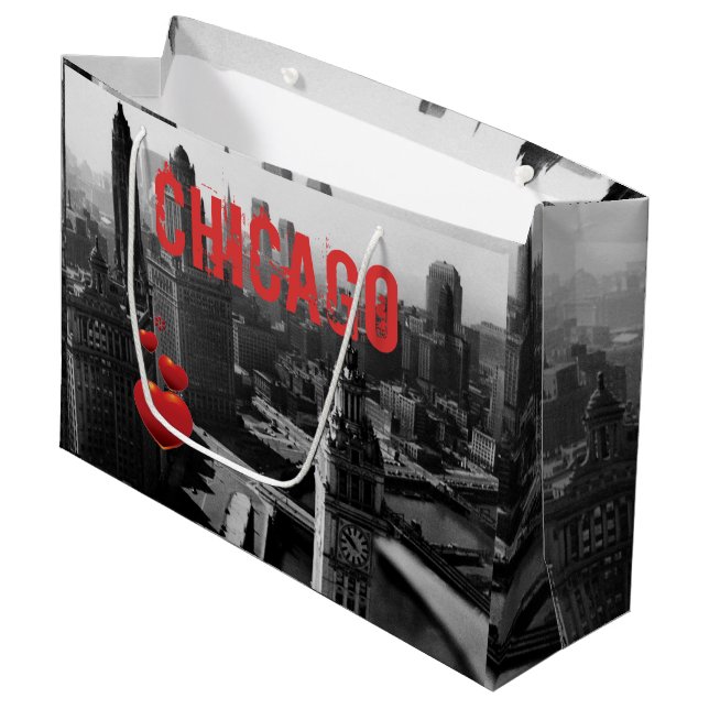 Chicago Skyline1930er Jahre von Above-View-Foto Große Geschenktüte (Vorderseite Schrägansicht)
