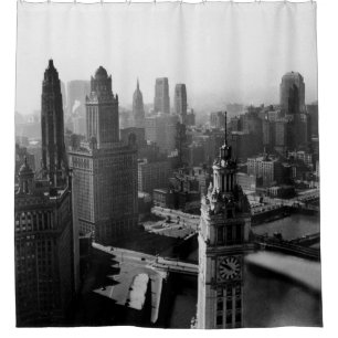 Chicago Skyline1930er Jahre von oben Foto Duschvorhang