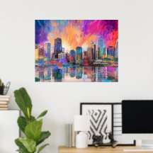 Chicago Skyline Abstrakt Art Poster