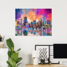 Chicago Skyline Abstrakt Art Poster