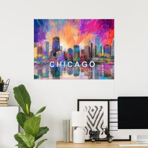 Chicago Skyline Abstrakt Art Poster