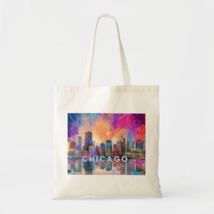 Chicago Skyline Abstrakte Kunst Tragetasche