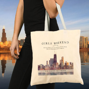 Chicago Skyline Aquarell Mädchen-Wochenende Tragetasche