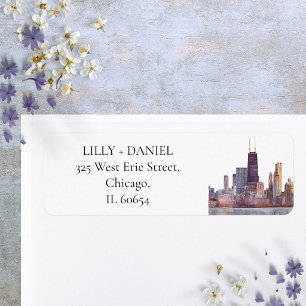 Chicago Skyline Aquarell Rücksendeadresse