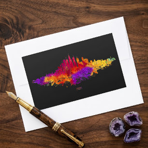 Chicago-Skyline-Aquarellkunst auf schwarzem Hinter Rechteckiger Aufkleber
