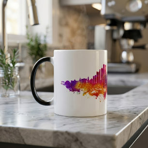 Chicago-Skyline-Aquarellkunst auf weißem Hintergru Verwandlungstasse