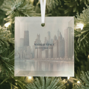 Chicago-Skyline-Architektur Aquarell Ornament Aus Glas