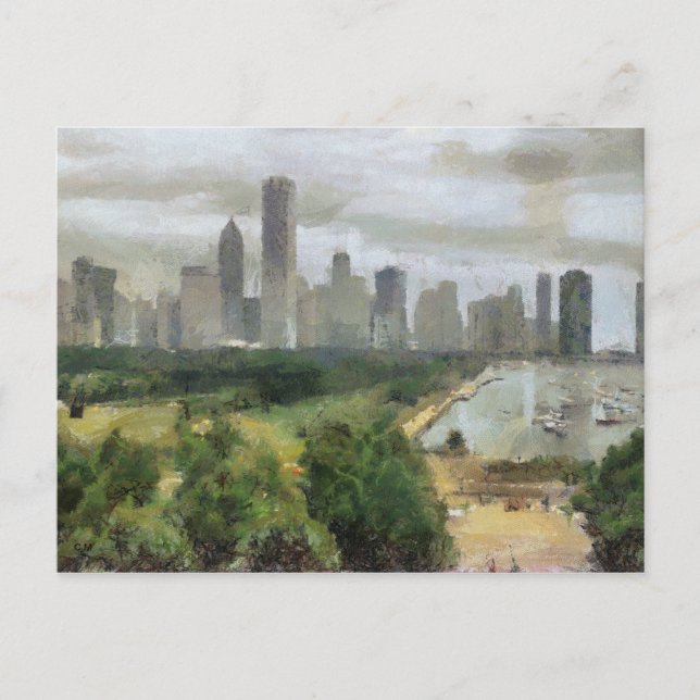 Chicago Skyline Artwork Postkarte (Vorderseite)