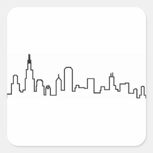 Chicago-Skyline-Aufkleber Quadratischer Aufkleber