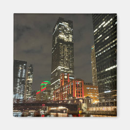 Chicago Skyline bei Nacht Magnet