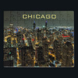 Chicago Skyline bei Nacht Puzzle<br><div class="desc">Nachtblick auf die Skyline von Chicago</div>