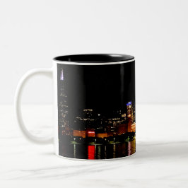 Chicago Skyline bei Night Two Tone Coffee Tasse
