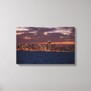 Chicago Skyline bei Sonnenuntergang Leinwanddruck