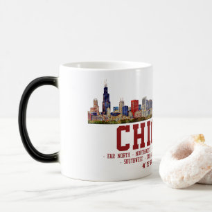 Chicago Skyline. Bereichsnamen und Koordinaten Verwandlungstasse