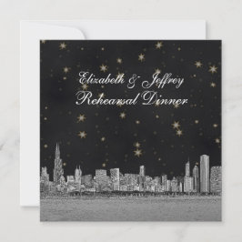 Chicago Skyline Black Gold Star S Probe Einladung