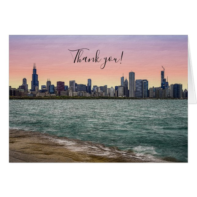 Chicago Skyline Carte de remerciements (Devant Horizontal)
