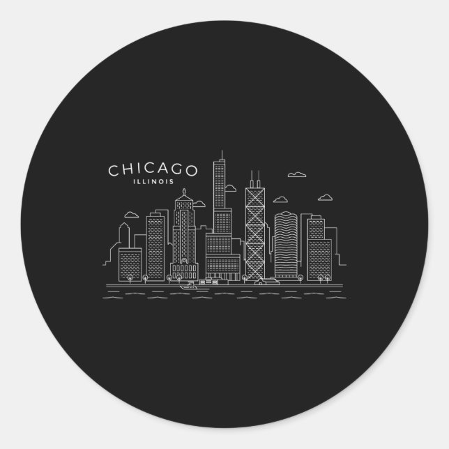 Chicago Skyline Chicago Illinois Runder Aufkleber (Vorderseite)