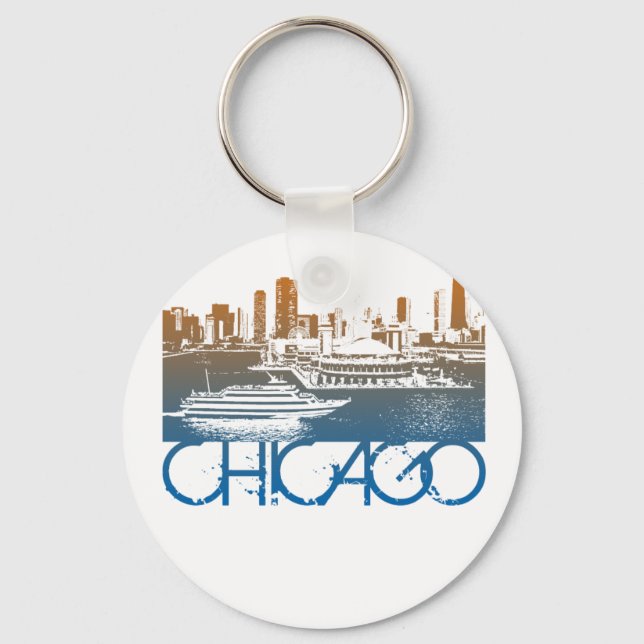 Chicago Skyline Design Schlüsselanhänger (Vorderseite)