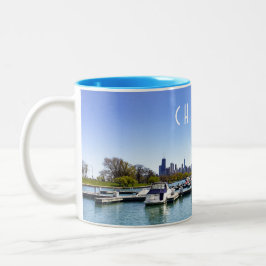 Chicago Skyline Diversey Harbror Zweifarbige Tasse