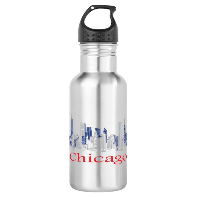 Chicago-Skyline Edelstahlflasche (Vorderseite)