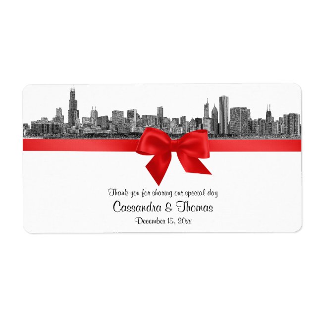 Chicago Skyline Etched BW Red Wine Label H (Vorne)