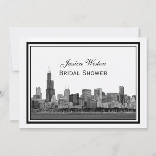 Chicago Skyline Etched Gerahmt Brautparty #2 H Einladung